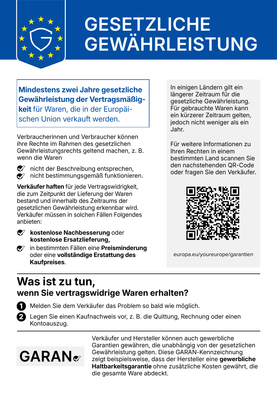EU-Hinweis zur gesetzlichen Gewährleistung